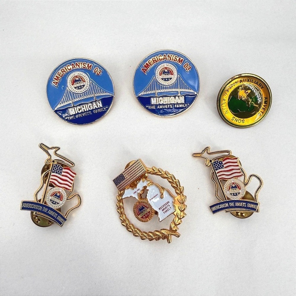 AMVETS Family Michigan Lapel Pin LOT Americanism Veterans Patriotic Mixed 6pc